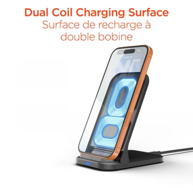 HyperGear | Fast Charge Foldable Wireless Charger Desktop Stand w/ Wall Charger 15W - Black | 16458