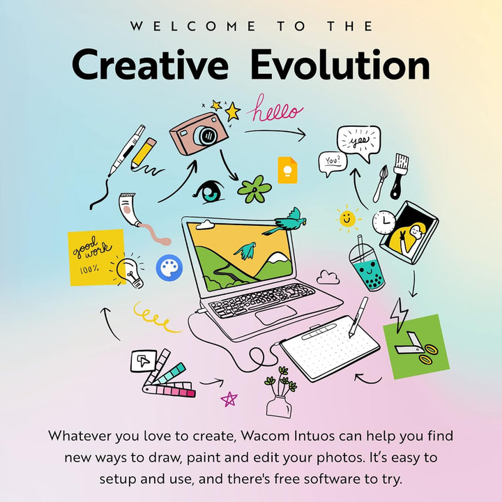 WACOM | Intuos Small Bluetooth Graphics Drawing Tablet, Portable for Teachers, Students and Creators, 4 Customizable ExpressKeys, Compatible with Chromebook Mac OS Android and Windows - Pistachio | CTL4100WLAE0