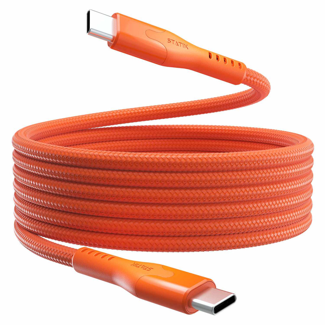 Statik | MagStack Pro Charge/Sync Magnetic Cable USB-C to USB-C 6.6ft 100W - Orange | PUP05506FTCCORGCA