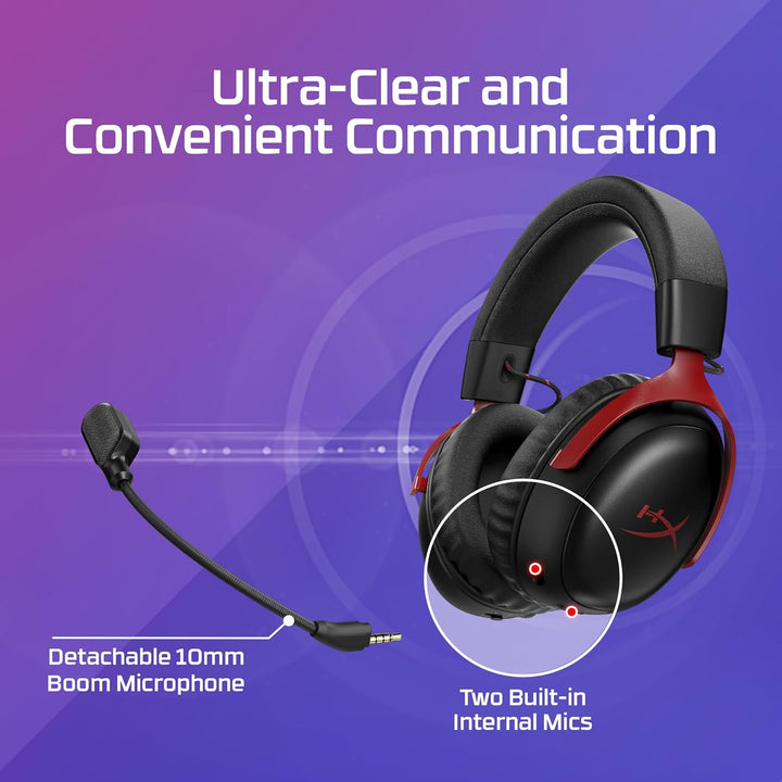 HyperX | Cloud III S Wireless Gaming Headset for Multi-Platform, 2.4GHz, Bluetooth, Battery Life up to 120 Hours 2.4GHz / 200 Hours Bluetooth, 53mm Angled Drivers, Detachable Mic – Black | A59YZAA