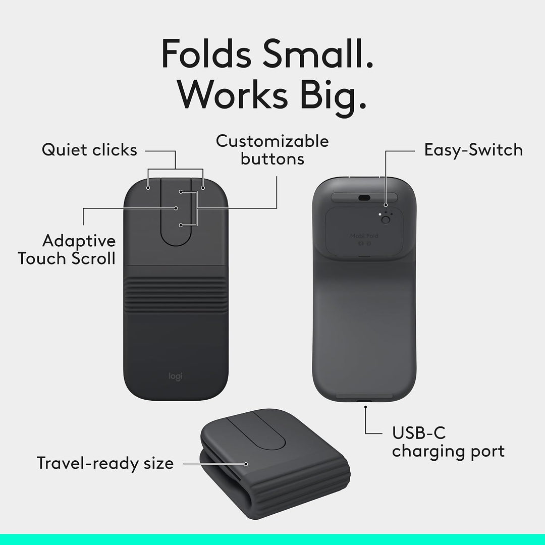 Logitech | Mobi Fold Mouse For Business - Graphite | 910-007600