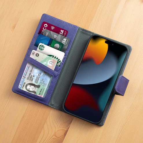Caseco | 5th Ave MagSafe Wallet Case iPhone 14 Pro Max Vegan Leather - Purple | C3199-11