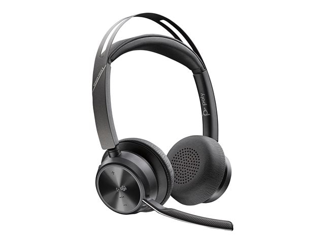 Poly Voyager | Focus 2 Headset On-Ear Bluetooth Wireless Active Noise Canceling USB-C Via Bluetooth adapter  Zoom Certified Certified for Microsoft Teams - Black Stand |  9T9J6AA#AC3