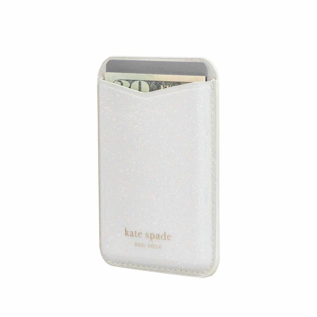 Kate Spade NY | Magnetic Wallet Compatible w/MagSafe - White Glitter |  15-14179