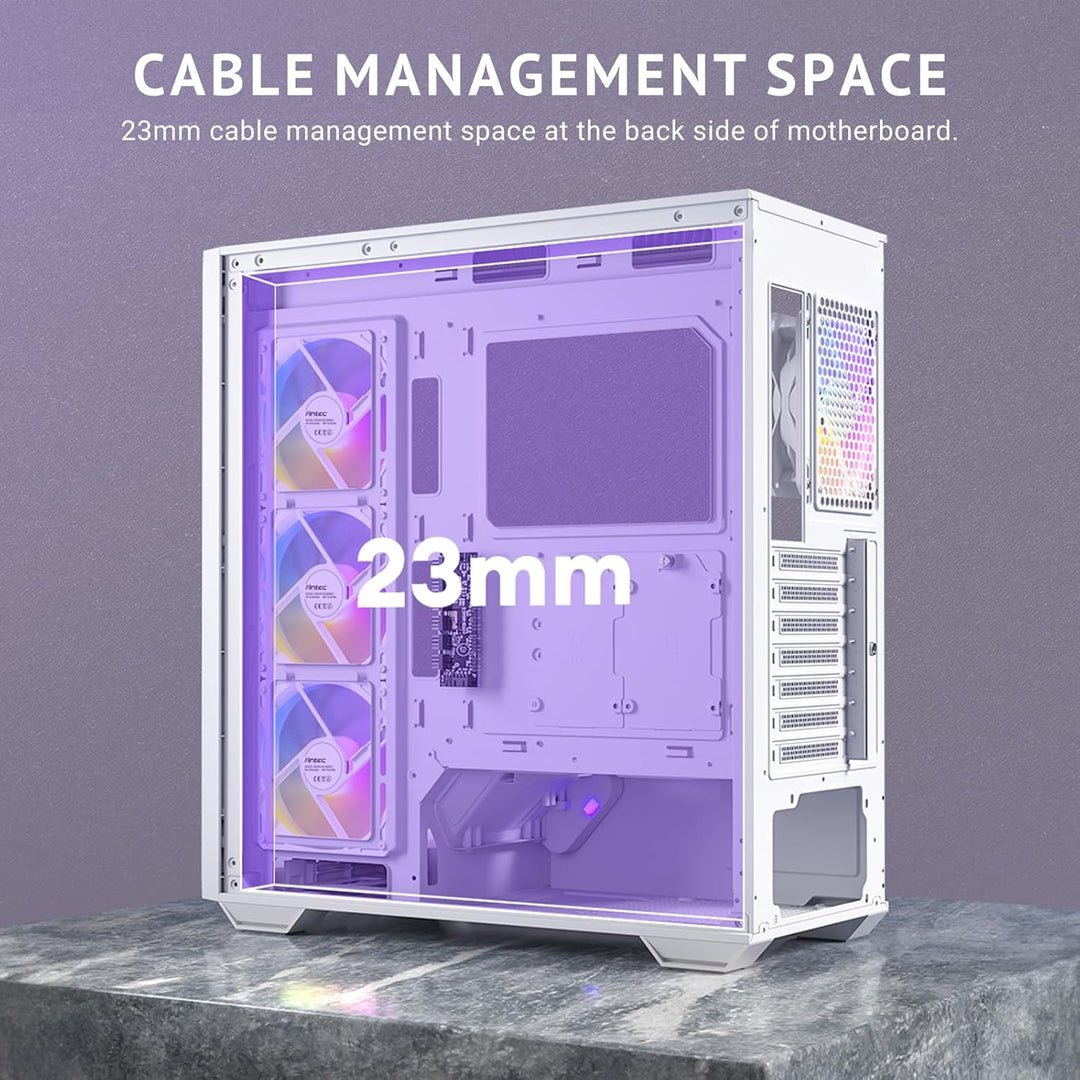 Antec | ARGB PWM Fans Included 3 x 120mm & 1 x 120mm Up to 8 Fans Simultaneously Type-CTempered Glass Front & Side Panels, 360mm Radiator Support, Mid-Tower ATX PC Case | C3 ARGB WHITE