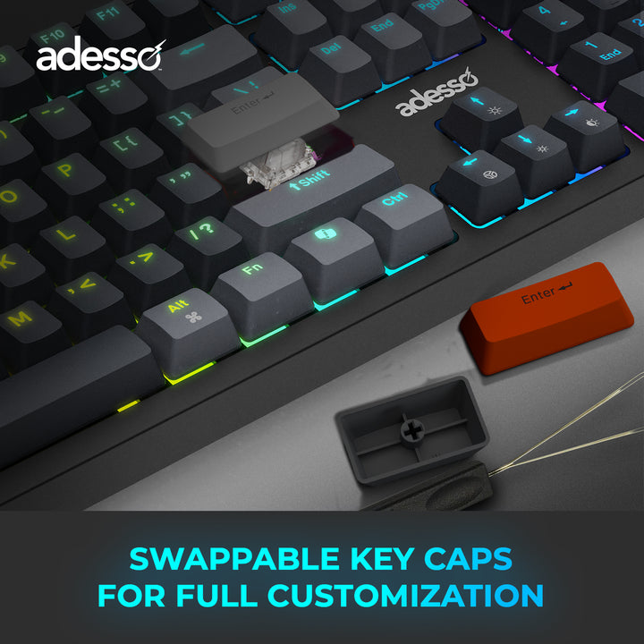 Adesso |  Illuminated Mechanical VIA Keyboard With CoPilot Ai Hotkey Wired/Wireless/Bluetooth Multi-OS |  EASYTOUCH 1300