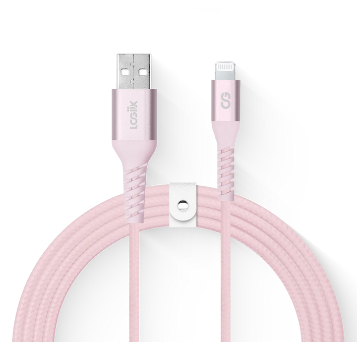 LOGiiX | Vibrance Braid USB-A to Lightning 4ft /1.2m - Blush | LGX-13829