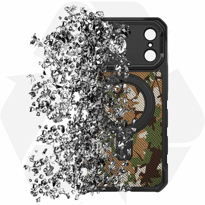 Itskins | Supreme_R Stand Nylon MagSafe Case for iPhone 17 Pro Max - Camouflage Green | AP7UFONYLCAMG