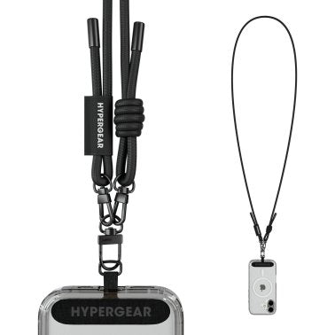 HyperGear | TECHcessories Universal Crossbody Phone Strap - Black Braided Rope | 16282