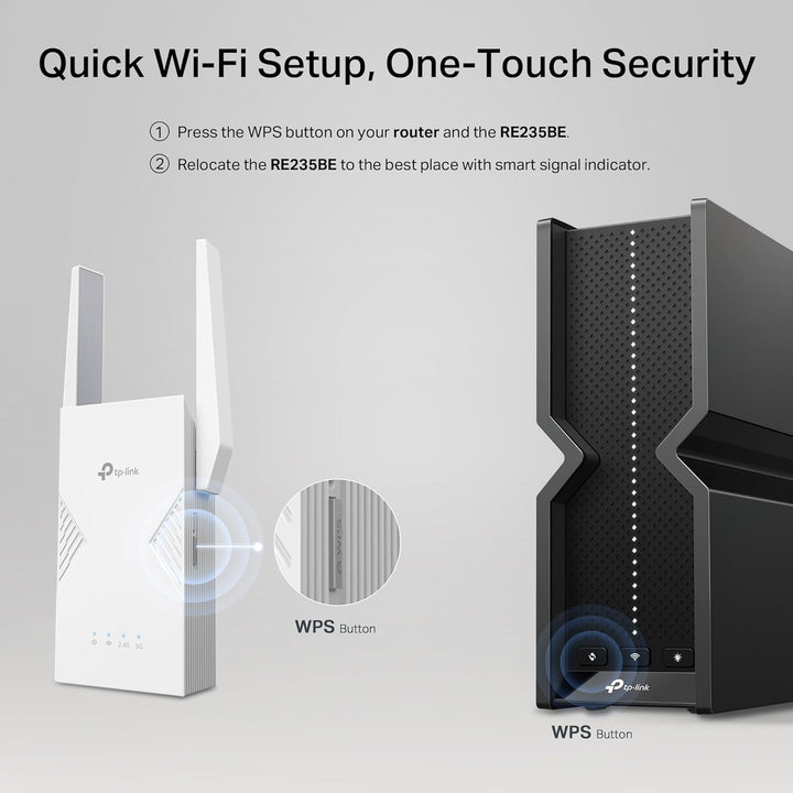 TP-Link | WiFi 7 Range Extender (RE235BE), Dual Band Signal Booster for Home, up to 3.6 Gbps | RE235BE