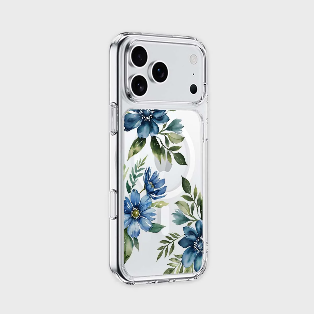 Caseco | Floral iPhone 17 Pro Max Case - Blue | ED24E8-FL