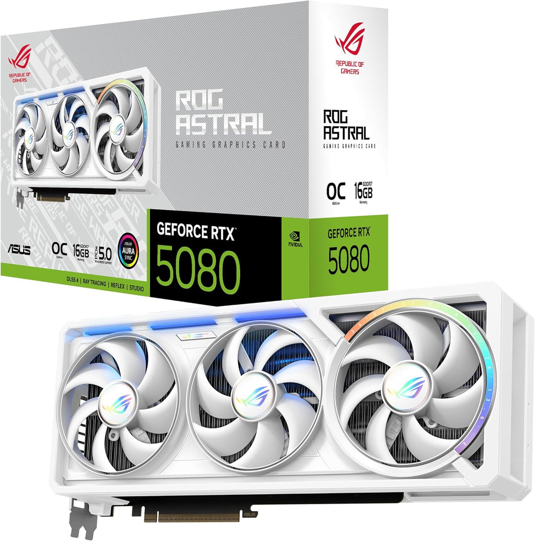 ASUS | Astral GeForce RTX™ 5080 16GB GDDR7 OC Edition Video Card WHITE OC 16GB GDDR7 2790 MHZ 256 BIT | ROG-ASTRAL-RTX5080-O16G-WHITE