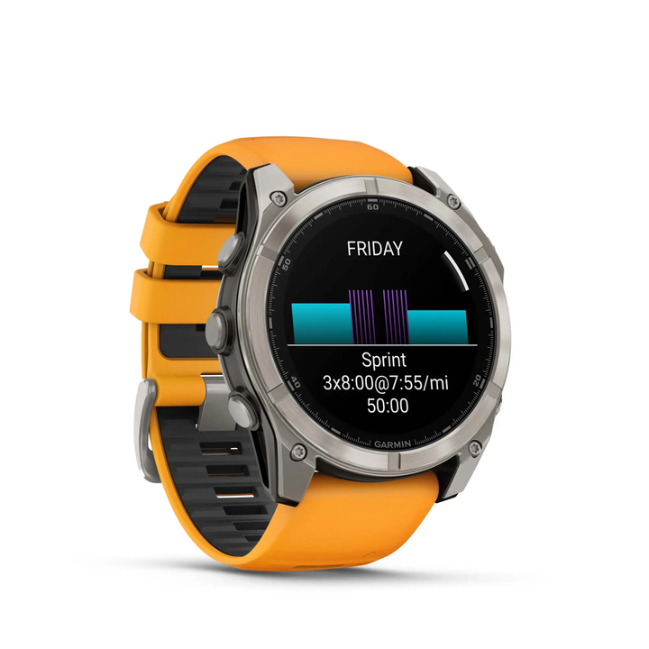 Garmin | fēnix 8 – 51mm AMOLED Sapphire Titanium Silicone Band - Spark Orange / Graphite | 010-02905-10