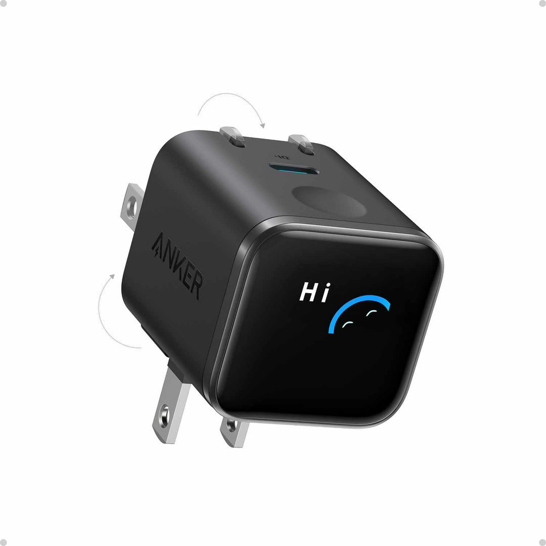 Anker | Wall Charger USB-C with Smart Display and Foldable Prongs 45W - Black | A121DJ115