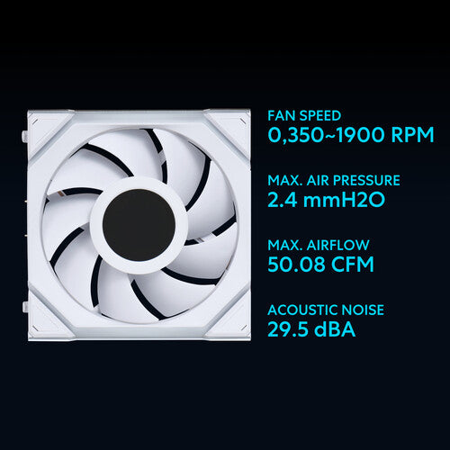 Lian-Li | Fan 12SLLCD1W3W UNI FAN SL 2.4GHz Wireless 1.6 LCD RGB 120mm Fan - White | 12SLLCD1W3W