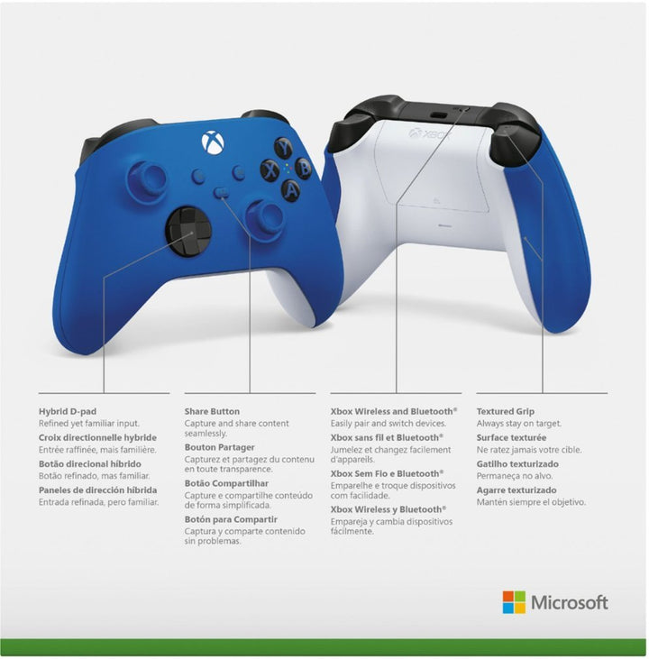 Microsoft | Xbox Wireless Controller for Xbox Series X, Xbox Series S, Xbox One, Windows Devices - Shock Blue | QAU-00065/QAU-00001