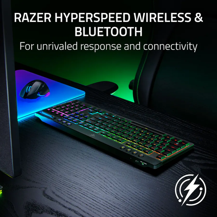Razer | BlackWidow V4 Low Profile HyperSpeed Wireless Gaming Keyboard - Green Mechanical Switches | RZ03-05270200-R3U1