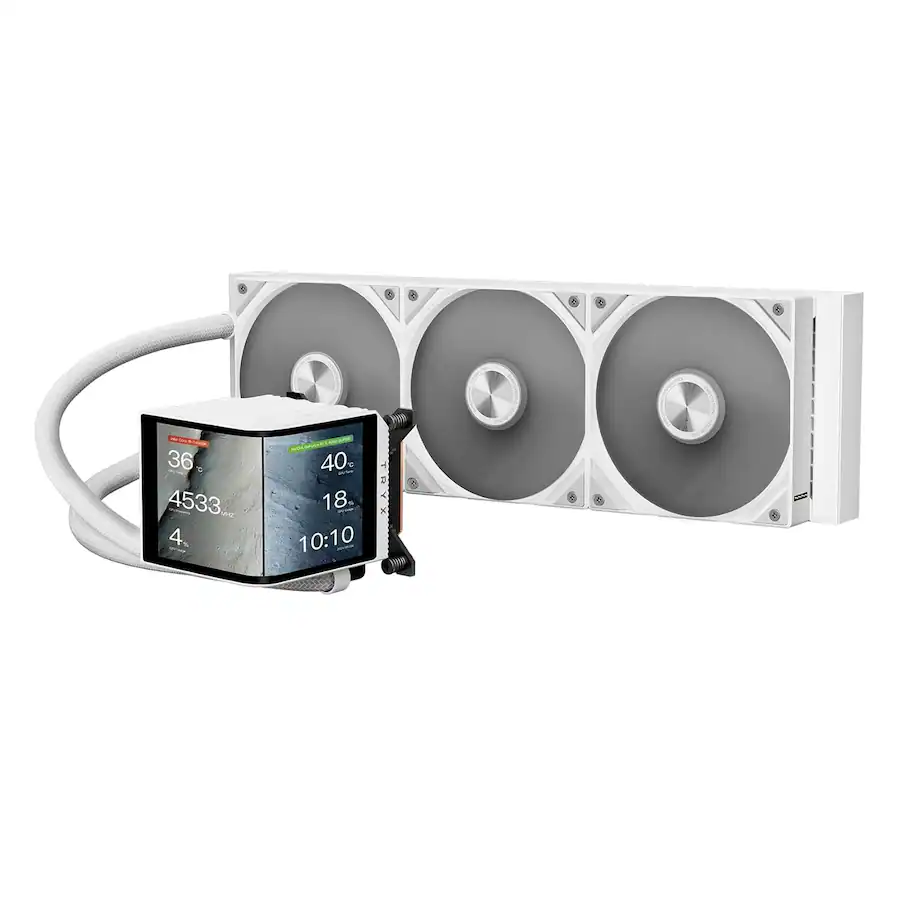 TRYX | Panorama L-P360N-DS3M-G1W Water Cooled CPU Cooler, Non-Luminous, 14.2 inches (360 mm) (3 x PWM Fans), 3 x 4.7 inches (120 mm) - White | L-P360N-DS3M-G1W