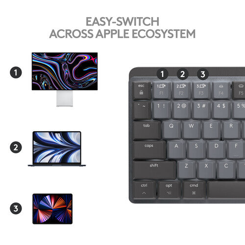 Logitech | MX Mechanical Mini for Mac Compact Wireless Mechanical Tactile Switch Keyboard for macOS/iPadOS/iOS with Backlit Keys - Space Gray | 920-010831