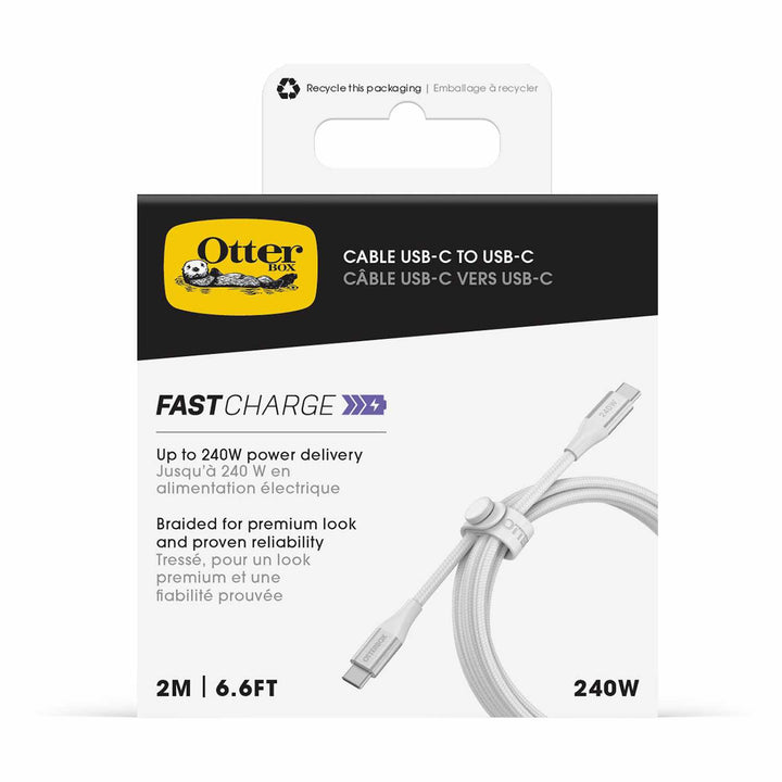 OtterBox | Premium Braided Cable USB-C to USB-C 6ft 240W - White | 77-000790