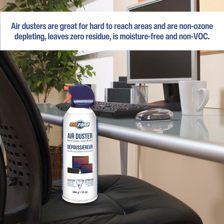 Emzone | Air Duster 10oz Aerosol Can Multi Use All Purpose Compressed Air Cleaner VOC Compliant | 47020