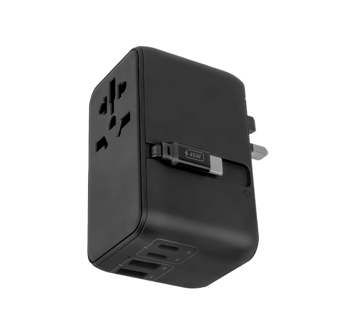 LOGiiX | World Traveler XL 45W with built-in cable - Black | LGX-14043