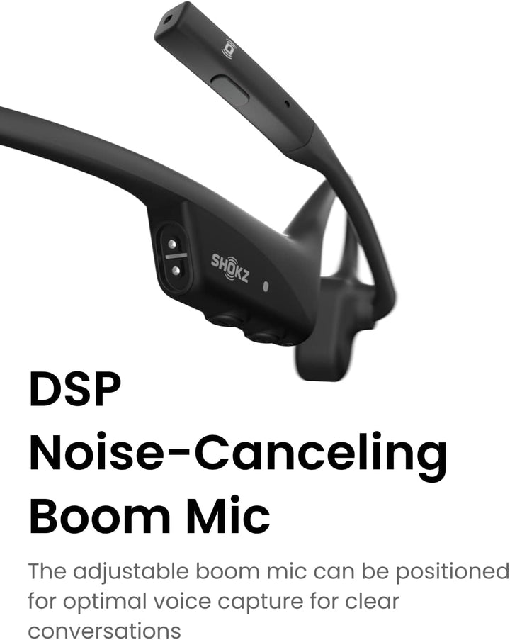 Shokz | OpenComm2 2025 UC with USB-A Dongle Bluetooth Stereo Headset Noise Cancelling Boom Mic with Mute Button Bone Conduction - Cosmic Black | C120-AA-BK-CA-326