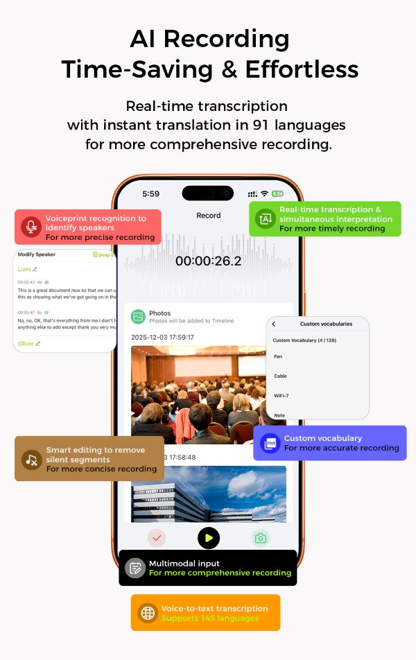 Devia | Wisdomuse Note: The Ultra-Thin AI Recorder & Global Translator | 6979211150030