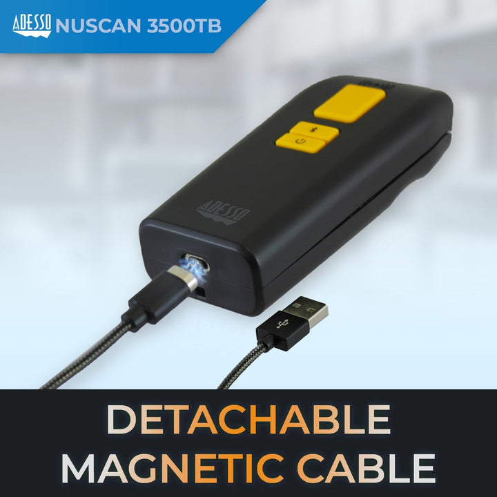Adesso | NuScan 3500TB Bluetooth Antimicrobial Waterproof 2D Barcode Scanner | NUSCAN 3500TB