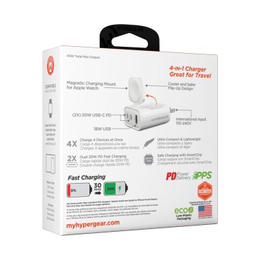 HyperGear | Multi-Port Hub w/Apple Watch Charger 43W - White | 16314HIT