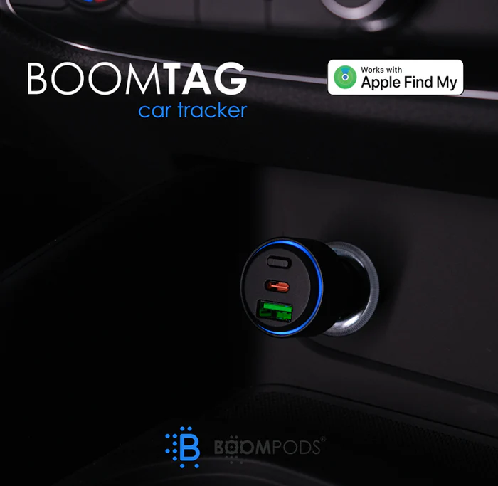 Boompods | Boomtag Car Charger Works with iOS - Black | BP-TBCARX