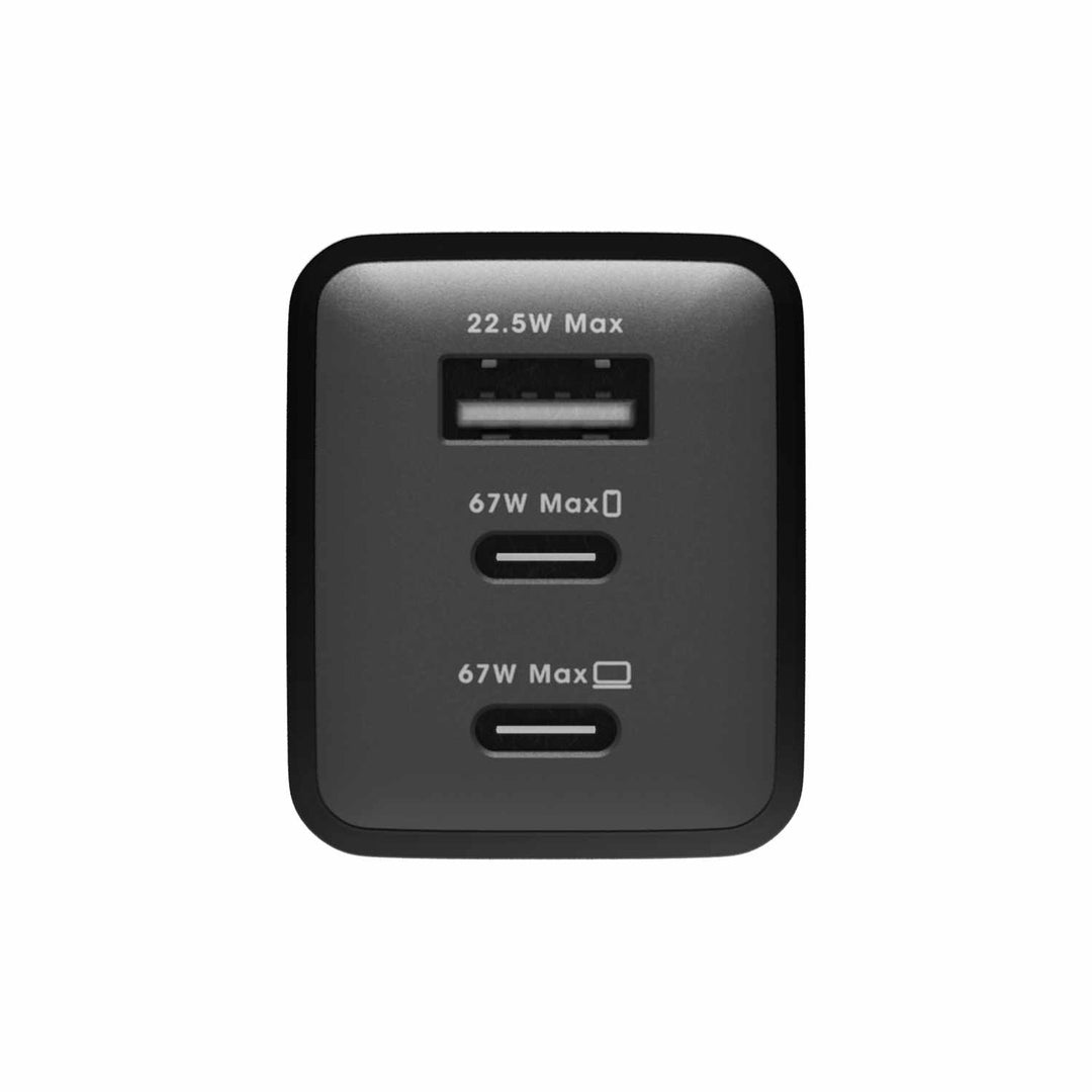 OtterBox | Wall Charger 3-Port 2xUSB-C/USB-A 67W - Black | 77-000773