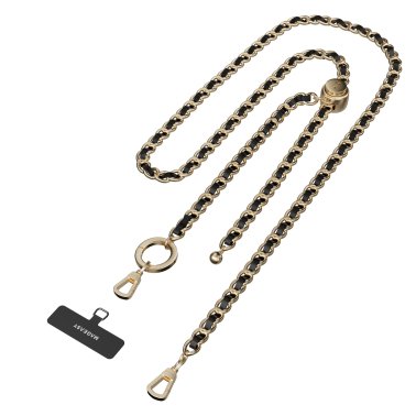 MAGEASY | Leather Chain Classic Strap + Card - Black/Gold | 15-12764