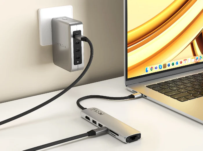 Satechi | 7-in-1 USB-C Slim Multiport Adapter w/Ethernet - Space Grey | ST-P7SM
