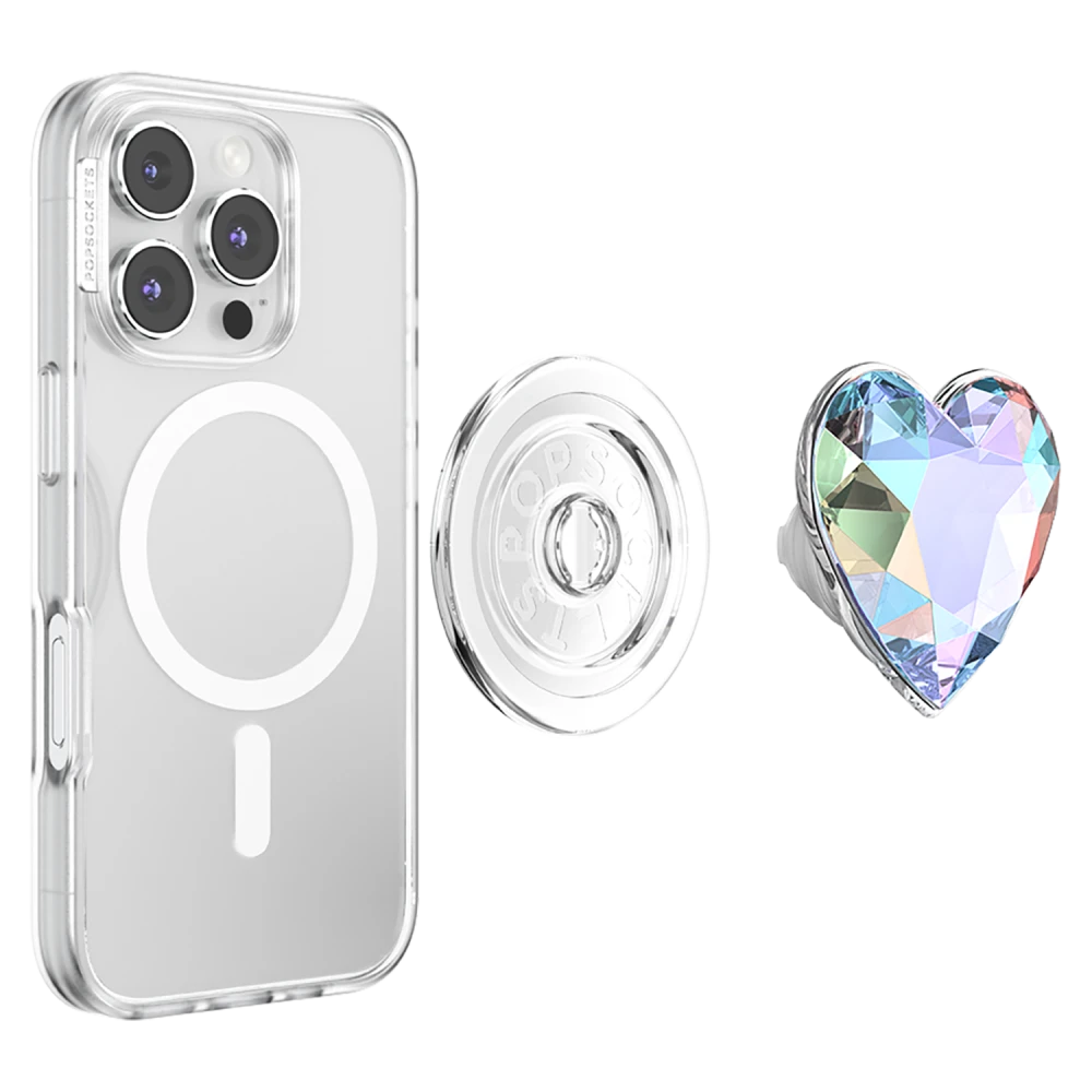 Popsockets | PopGrip for MagSafe Round with Adapter - Iridescent Dichroic Heart | 809056