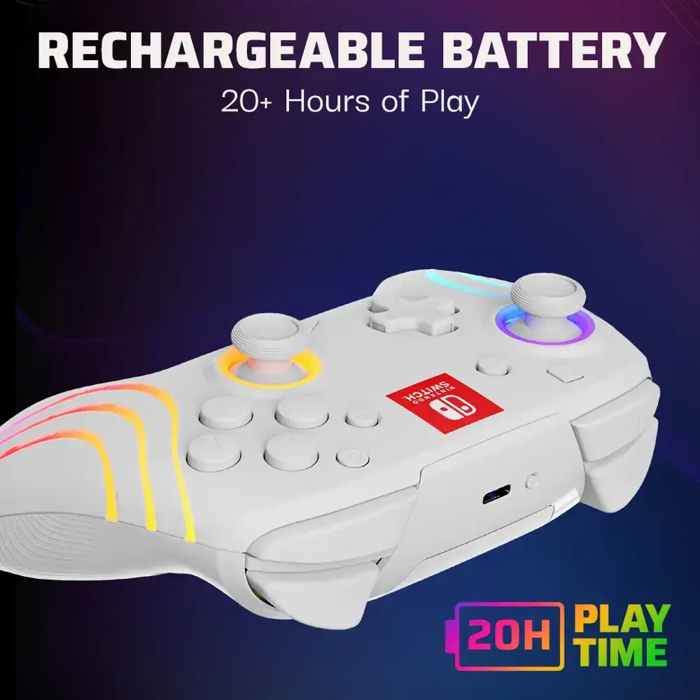 PDP | Afterglow Wave Wireless Pro Controller with Motion for Nintendo Switch & Nintendo Switch OLED Model - White | 500-252-WH