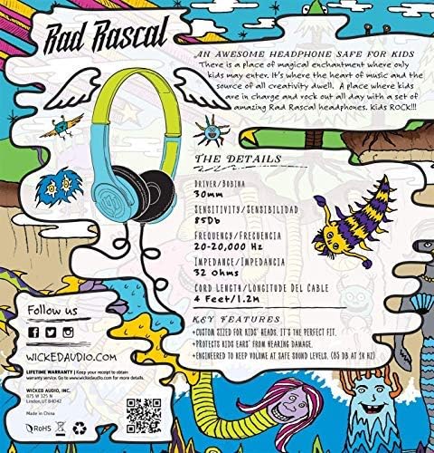 Wicked Audio | Rad Rascal Kids Headphones with Safety Volume - Sky Blue/Slime | WI311-CA