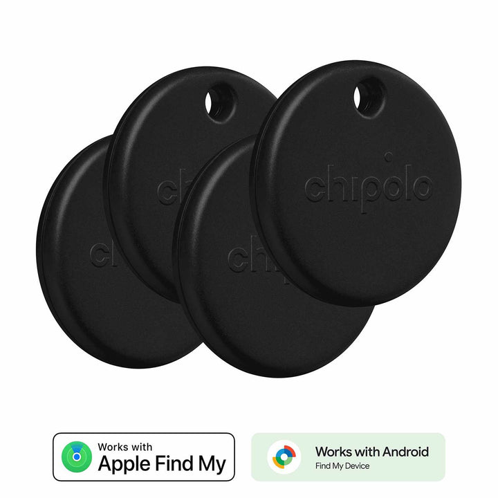 Chipolo | POP 4 Pack Tracking Tag (Works with Google’s Find My Device or Apple Find My) - Black | RWS0000007000