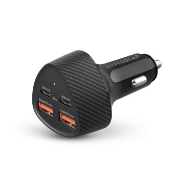HyperGear | Fast Charge Car Charger SpeedBoost Dual USB-C + Dual USB-A CLA  77W - Black | 16350