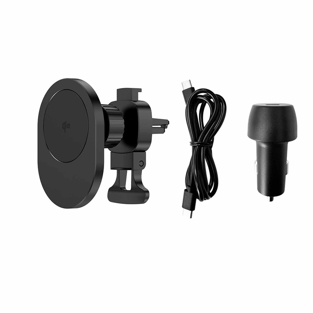 Blu Element | Qi2 Wireless Charging Car Vent Mount 15W MagSafe Compatible with 30W Cube - Black | BEWCQi2CAR