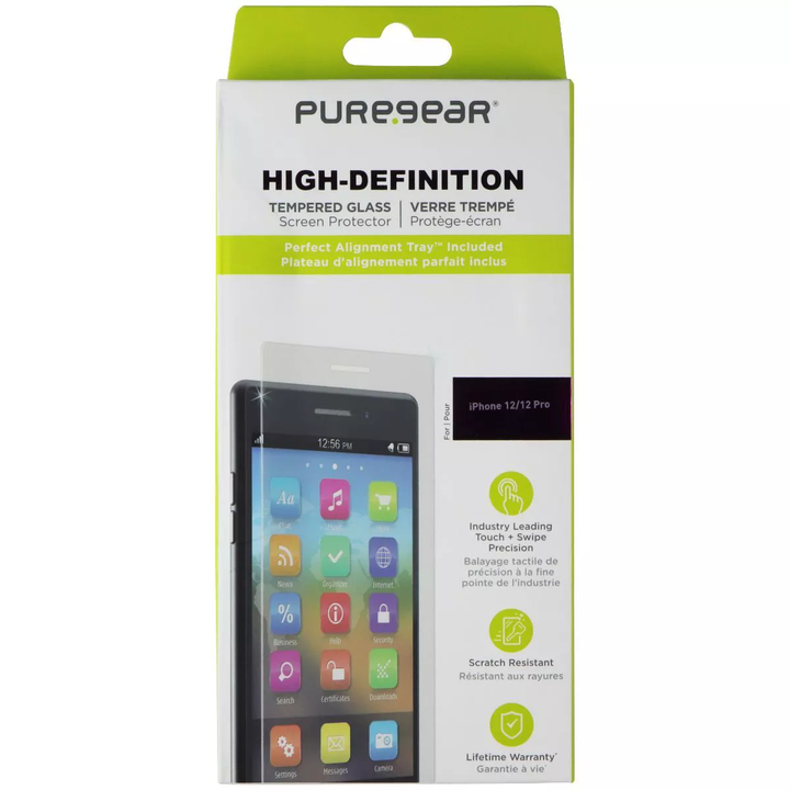 /// PureGear | Ultra Clear HD Tempered Glass Screen Protector iPhone 12/12 Pro w/ Applicator Tray | 63274PG