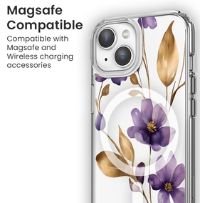 Caseco | Clear Design Case for iPhone 15/ 14 / 13 - Purple Wildflower | ED24B1-00FX