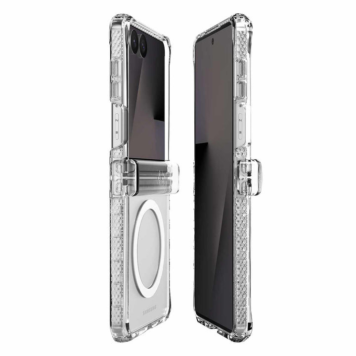 ITSKINS | Hybrid_R Hinge w/Magnets Case for Samsung Galaxy Z Flip 8 - Clear | SGB8HIMCLTRSP
