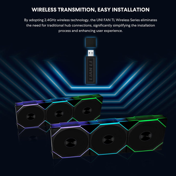 Lian-Li | UNI Fan TL Wireless 120-Triple Pack-2.4 GHz Wireless Signal ARGB Fan-Infinity | 12TL1W3B