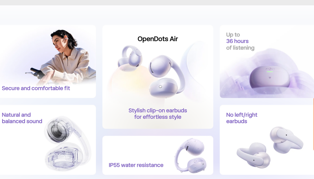 Shokz | OpenDots Air Open-Ear True Wireless Earbuds - Purple | E210-ST-PR-CA-326