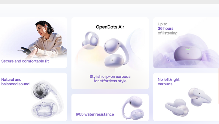 Shokz | OpenDots Air Open-Ear True Wireless Earbuds - Purple | E210-ST-PR-CA-326
