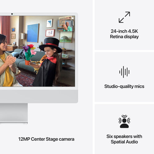 Apple | iMac 24" with Retina 4.5K display: Apple M4 chip with 10‑core CPU and 10‑core GPU, 16GB, 512GB SSD - Silver  | MWUV3LL/A