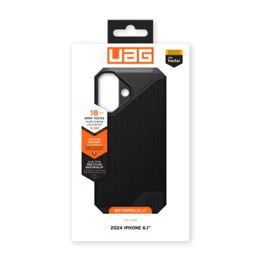 UAG | Metropolis LT MagSafe Case iPhone 16 - Kevlar Black | 15-13184
