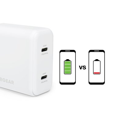 Hypergear | Dual Port USB-C PD Wall USB-C PD/PPS Wall Charger Hub 40W 20W - White LP  | 15689