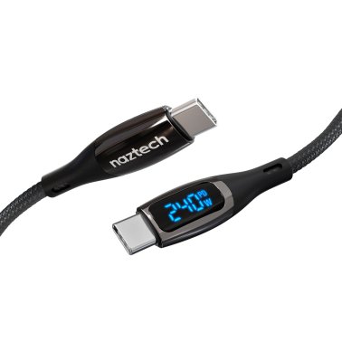 Naztech | DigiWATT 240W USB-C to USB-C Digital Fast Charge Cable with LED Power Display 6FT | 16104